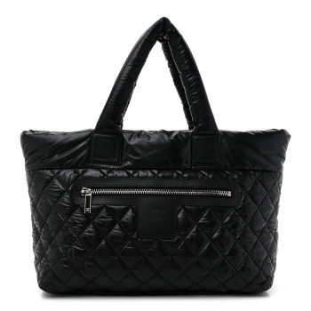 CHANEL Nylon Quilted Large Coco Cocoon Tote Black