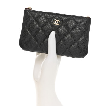 CHANEL Caviar Quilted Small Cosmetic Case Black