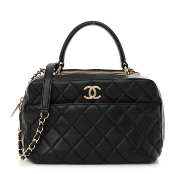 CHANEL Lambskin Quilted Medium Trendy CC Bowling Bag Black
