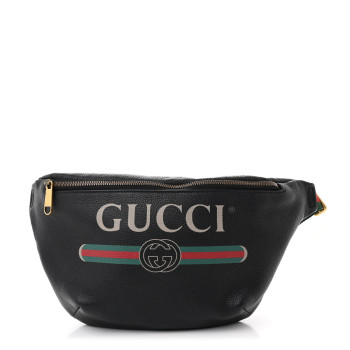 GUCCI Grained Calfskin Logo Belt Bag Black