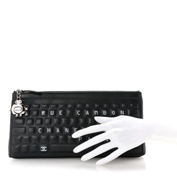 CHANEL Metallic Calfskin Keyboard Pouch Black