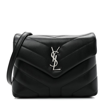SAINT LAURENT Calfskin Y Quilted Monogram Toy Loulou Crossbody Bag Black