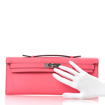HERMES Swift Kelly Cut Clutch Pochette Rose Azalee