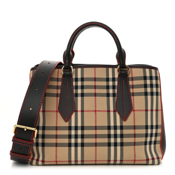BURBERRY Horseferry Check Medium Ballingdon Tote Honey Black
