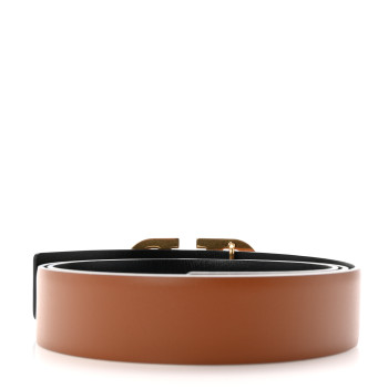 VALENTINO GARAVANI Glossy Calfskin VLogo Reversible 30mm Belt 85 34 Saddle Brown Black