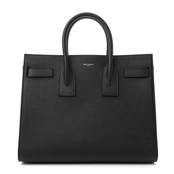 SAINT LAURENT Grained Calfskin Small Sac De Jour Black