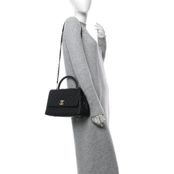 CHANEL Caviar Quilted Small Coco Chain Handle Flap Black
