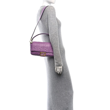 FENDI Nappa FF 1974 Embossed Baguette Agapanto