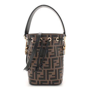 FENDI Vitello Liberty F is Fendi Bi-Color FF 1974 Embossed Mini Mon Tresor Bucket Bag Maya Black
