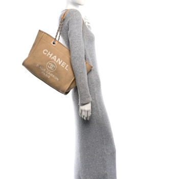 CHANEL Mixed Fibers Small Deauville Tote Beige CHANEL Mixed Fibers Small Deauville Tote Beige