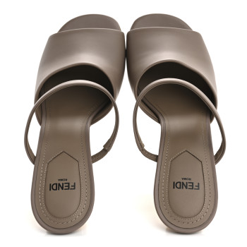 FENDI Vitello Fendi First 95mm Slide Sandals 37 Caribou