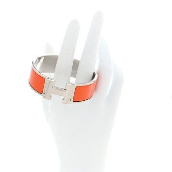 HERMES Enamel Wide Clic Clac H Bracelet PM Orange