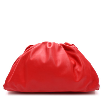 BOTTEGA VENETA Smooth Butter Calf The Pouch Oversized Clutch Bright Red