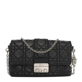 CHRISTIAN DIOR Lambskin Cannage Miss Dior Promenade Pouch Black