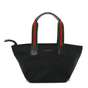 GUCCI GG Monogram Small Web Handle Bucket Tote Black