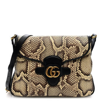 GUCCI New Sakai Snakeskin Lux Medium Dahlia Messenger Shoulder Bag Beige Black