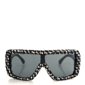 CHANEL Tweed Shield Sunglasses 71367 Black Red