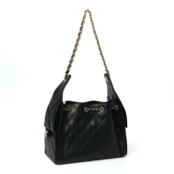 CHANEL Caviar Quilted Small Chanel 25 Handbag Black