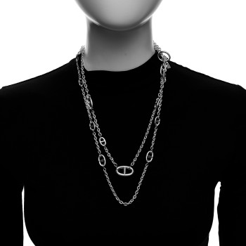 HERMES Sterling Silver Farandole Necklace 120