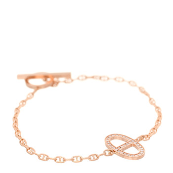 HERMES 18K Rose Gold Diamond Clou d'H Bracelet