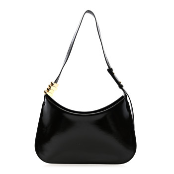 BOTTEGA VENETA Patent Small Metal Loops Shoulder Bag Brown