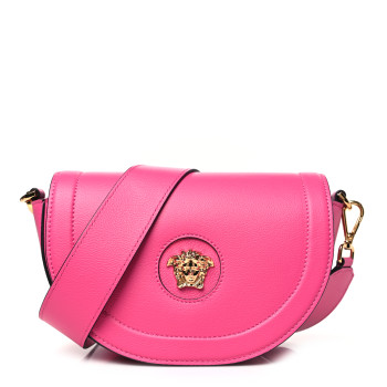 VERSACE Grained Calfskin La Medusa Small Shoulder Bag Pink