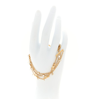 SAINT LAURENT Brass Crystal Monogram Multi Strand Bracelet M Gold