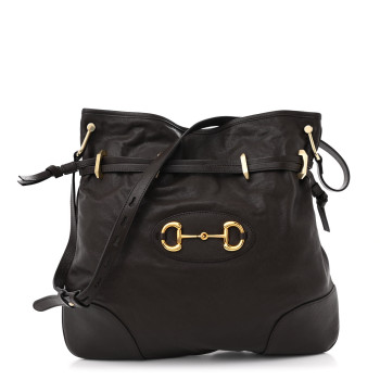 GUCCI Sakai Be Green Calfskin Horsebit 1955 Cinch Top Messenger Bag Cocoa