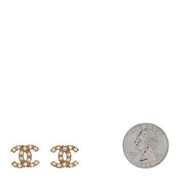 CHANEL Crystal CC Earrings Gold