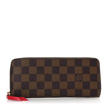 LOUIS VUITTON Damier Ebene Clemence Wallet Cherry