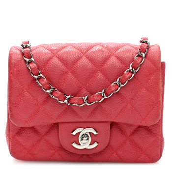 CHANEL Caviar Quilted Mini Square Flap Pink
