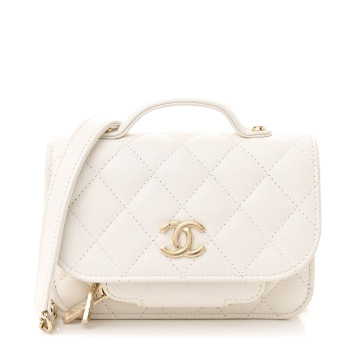 CHANEL Caviar Quilted Business Affinity Clutch With Chain Flap White CHANEL Caviar Quilted Business Affinity Clutch With Chain Flap White