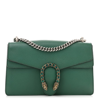 GUCCI Pebbled Calfskin Small Dionysus Shoulder Bag Emerald