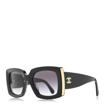 CHANEL Acetate Rectangle Sunglasses 5435-A Black