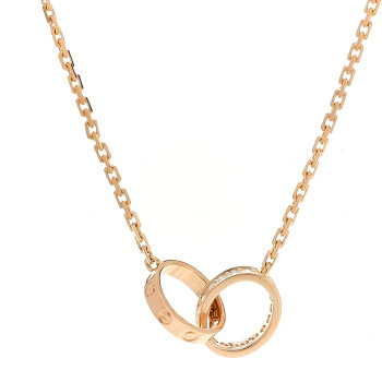 CARTIER 18K Pink Gold Diamond Interlocking LOVE Necklace