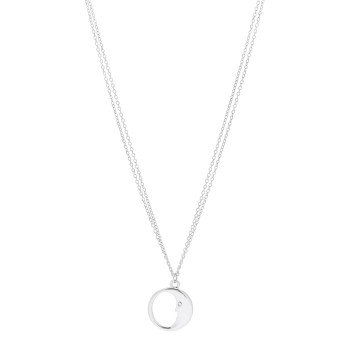 TIFFANY Sterling Silver Moon Face Pendant Necklace