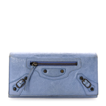 BALENCIAGA Agneau Classic Hardware Money Wallet Sky Blue