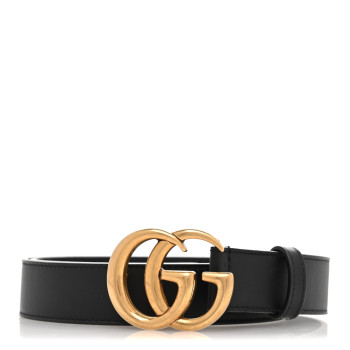 GUCCI Calfskin Double G 30mm Belt 75 30 Black