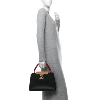 LOUIS VUITTON Taurillon Capucines MM Black Arizona Beige Ruby Red