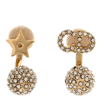 CHRISTIAN DIOR Crystal Star CD La Petite Tribal Earrings Gold