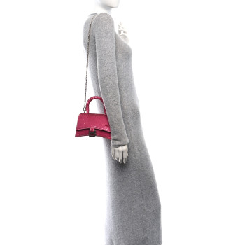 BALENCIAGA Sequin Lambskin Hourglass Top Handle Bag XS Pink