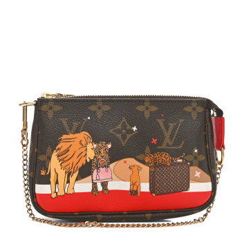 LOUIS VUITTON Monogram 2018 Christmas Animation Mini Cats Pochette Accessories