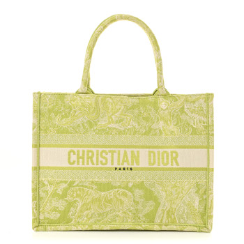 CHRISTIAN DIOR Canvas Embroidered Medium Dioriviera Toile De Jouy Book Tote D-Lite Green
