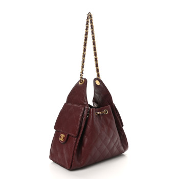 CHANEL Caviar Quilted Small Chanel 25 Handbag Burgundy