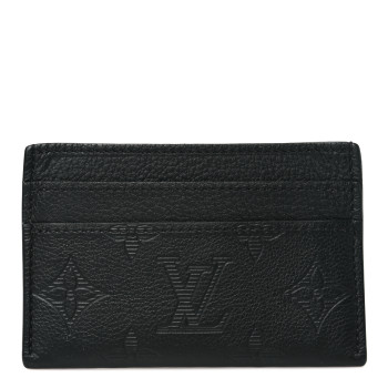 LOUIS VUITTON Calfskin Monogram Shadow Double Card Holder Black