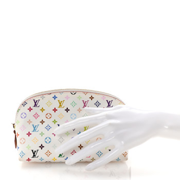 LOUIS VUITTON Monogram Multicolor Cosmetic Pouch White Litchi