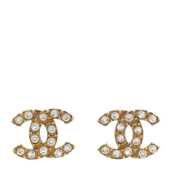 CHANEL Crystal CC Earrings Gold
