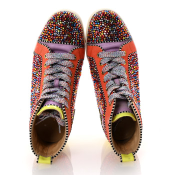 CHRISTIAN LOUBOUTIN Patent Suede Crystal Embellished Orlato Flat Sneakers 37 Multicolor