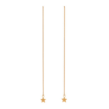 SAINT LAURENT Metal Star Threader Earrings Gold