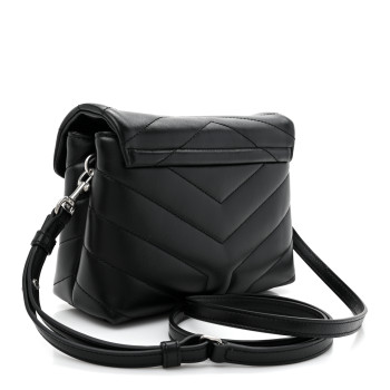 SAINT LAURENT Calfskin Y Quilted Monogram Toy Loulou Crossbody Bag Black